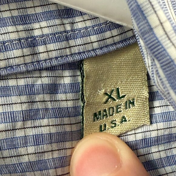 Gitman Bros USA XL Cotton Check Blue American Button Up Long Sleeve Shirt Men - Picture 15 of 16